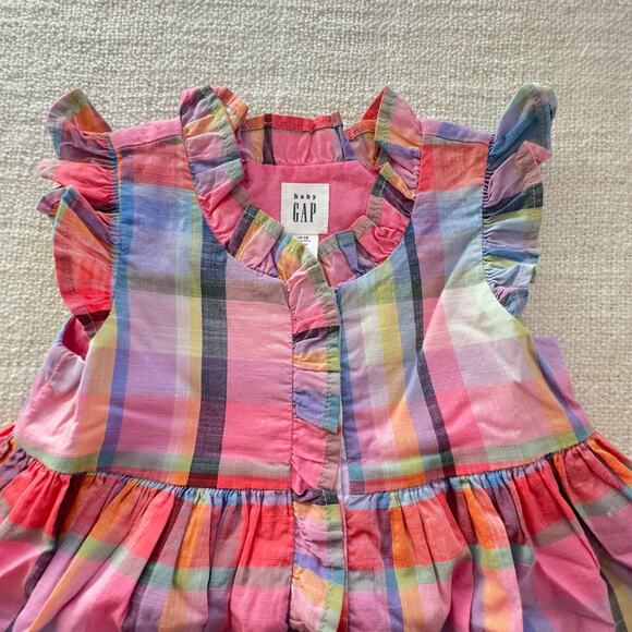 Gap Pink Plaid Dress EUC 12-18mo - Picture 2 of 6